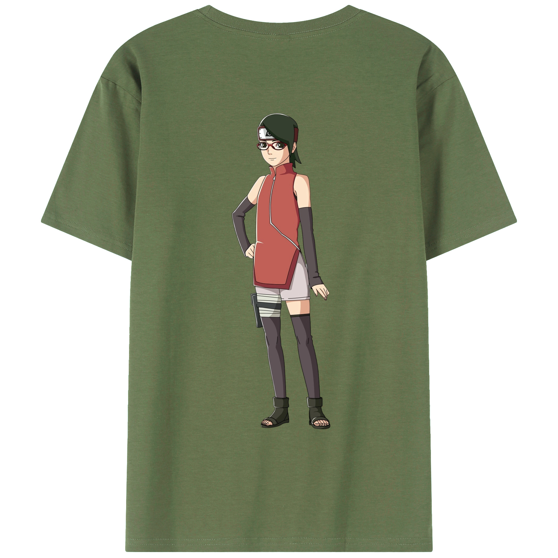 （画像用） NARUTO -ナルト- うちは サラダ Uchiha Sarada 綿100％ メンズ半袖Tシャツ（バックプリント） 通気性